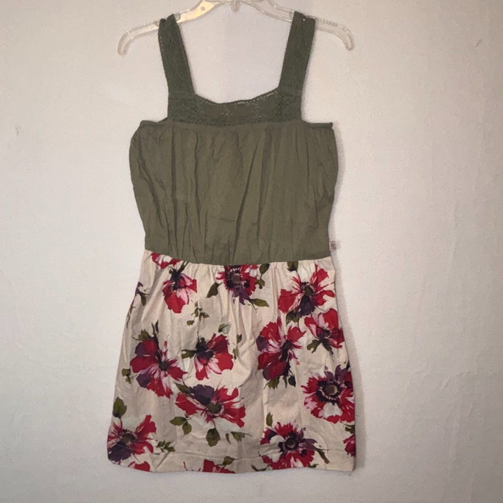 Polo Ralph Lauren y2k Cotton sundress Green‎ khaki floral women's small